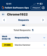 Request details screen for an asset.